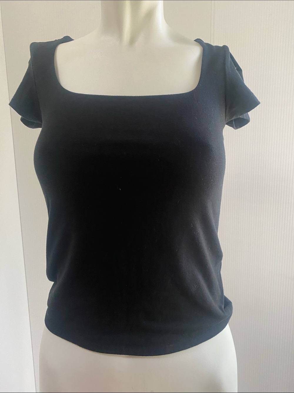 American Eagle Outfitters Black Square Neck Short Sleeve Tee